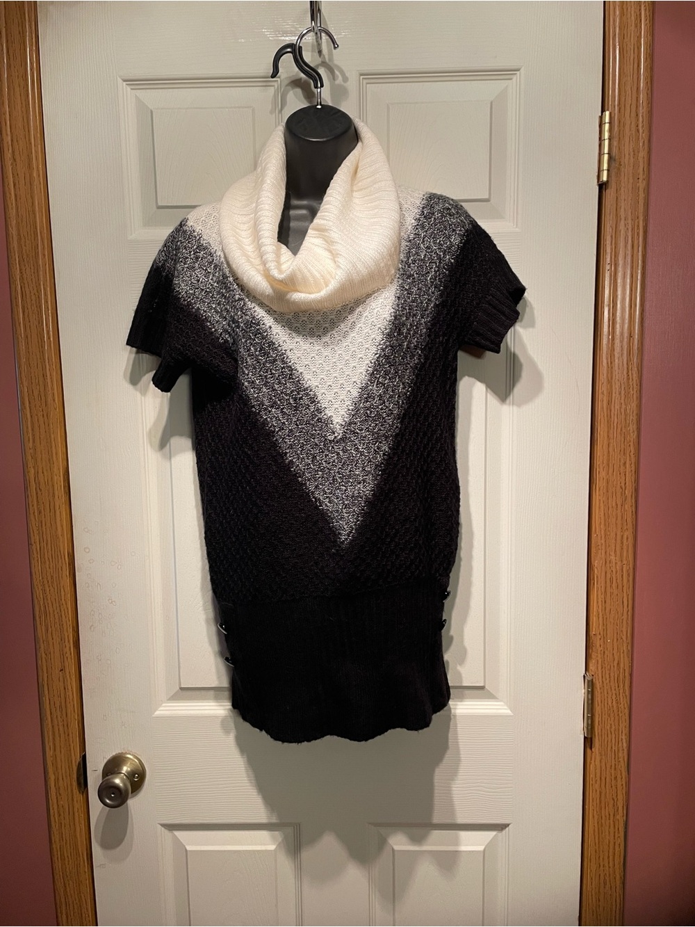 Candie's Black, Gray and Cream Cowl-Neck Sweater Tunic